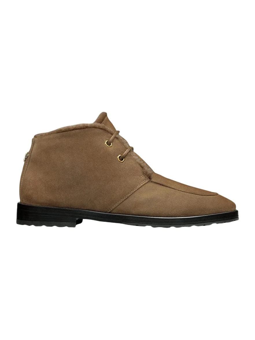 Suede Shearling-Lined Ankle Boots