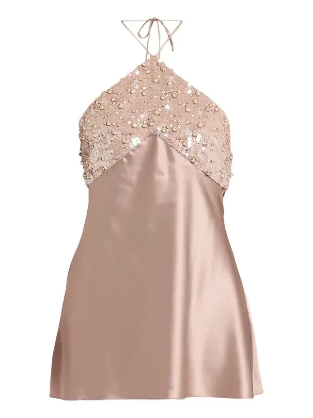Jeanne Embellished Satin Mini Dress Jeanne Embellished Satin Mini Dress