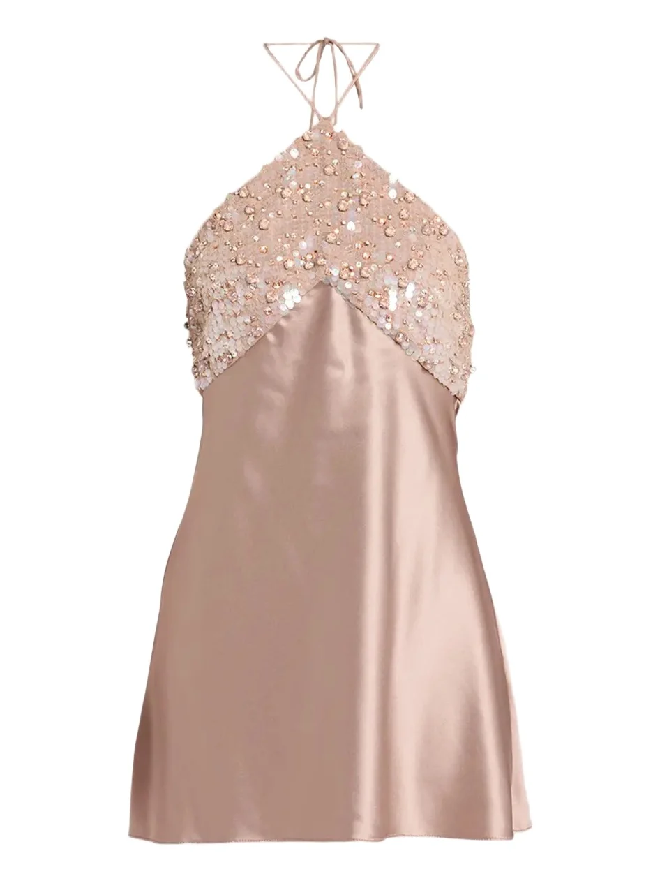 Jeanne Embellished Satin Mini Dress