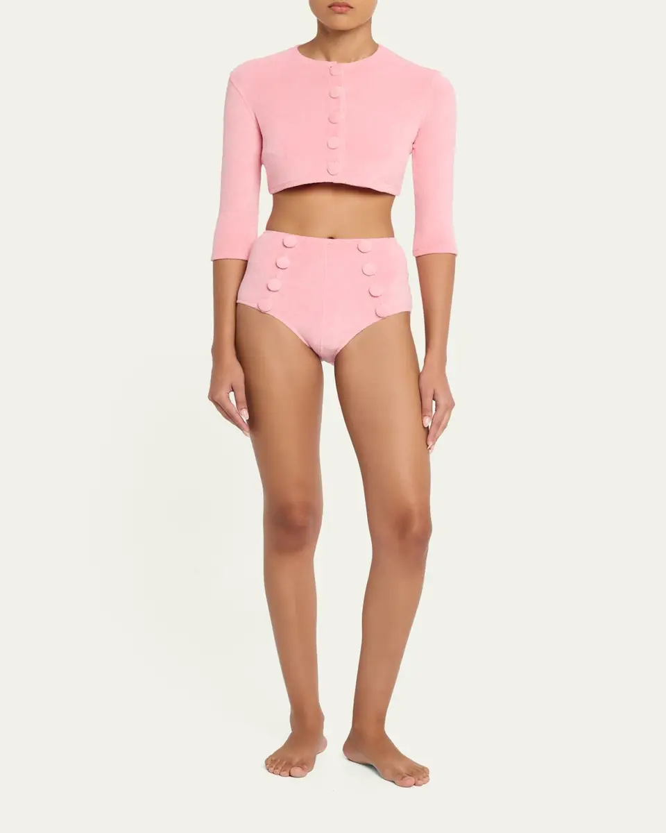 Lisa Marie Fernandez Terry Cloth Cropped Cardigan | Thumbnail 2 Lisa Marie Fernandez Terry Cloth Cropped Cardigan | Thumbnail 2