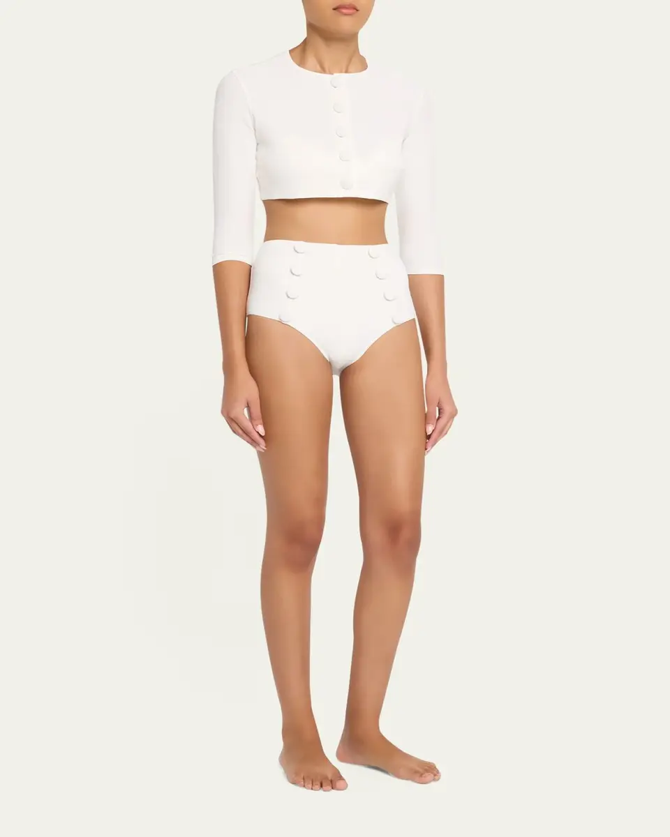 Lisa Marie Fernandez Crepe Cropped Cardigan | Thumbnail 2 Lisa Marie Fernandez Crepe Cropped Cardigan | Thumbnail 2