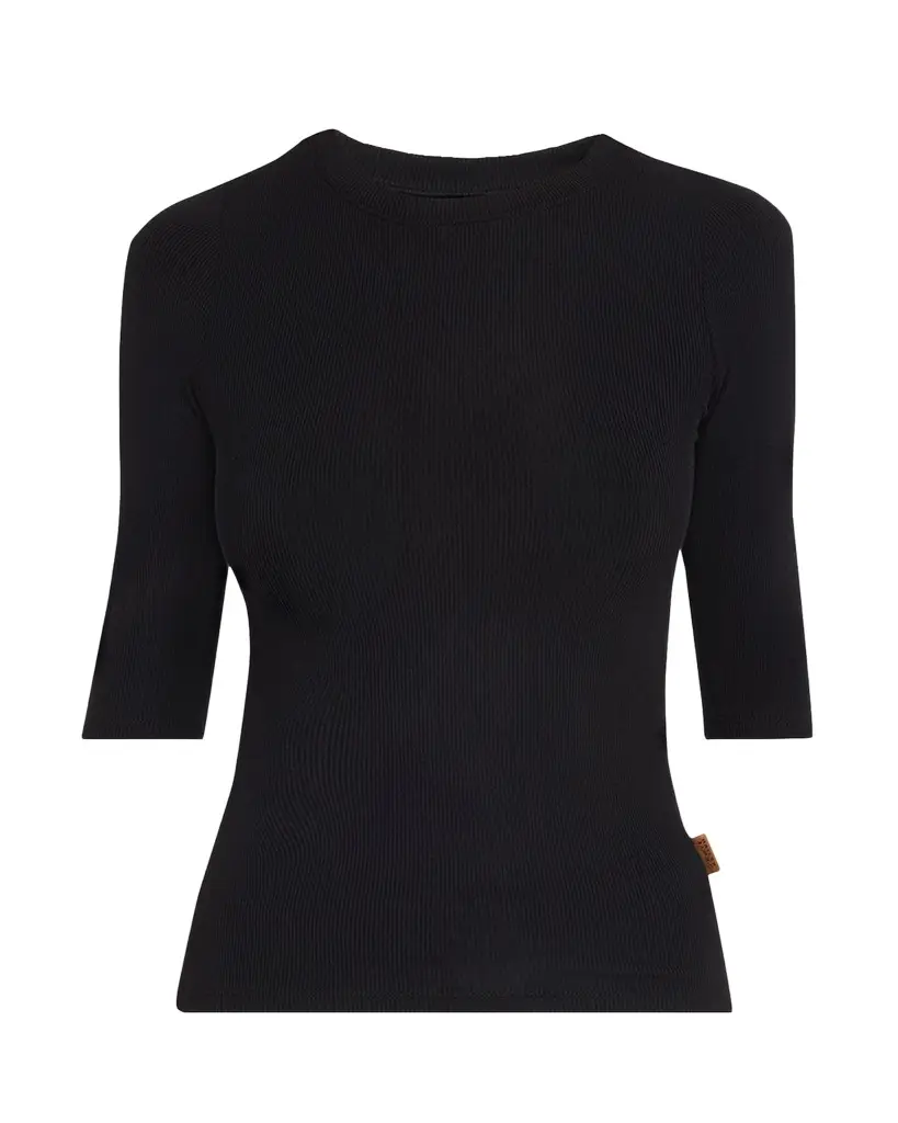 Jamie Haller The Rib Elbow-Sleeve Crew T-Shirt | Image 1 Jamie Haller The Rib Elbow-Sleeve Crew T-Shirt | Image 1