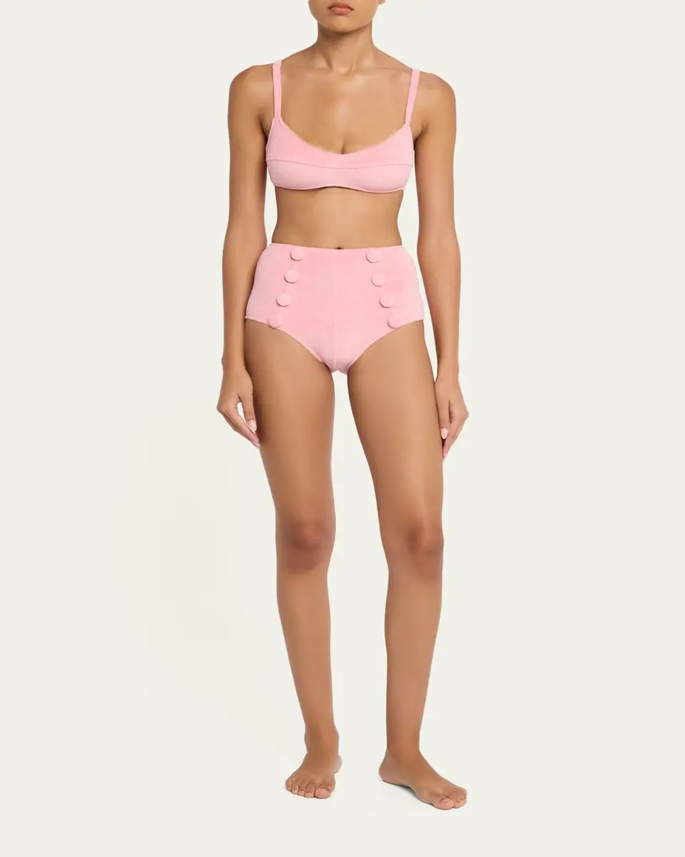 Lisa Marie Fernandez Terry Cloth Balconette High-Waist Two-Piece Swimsuit | Thumbnail 2