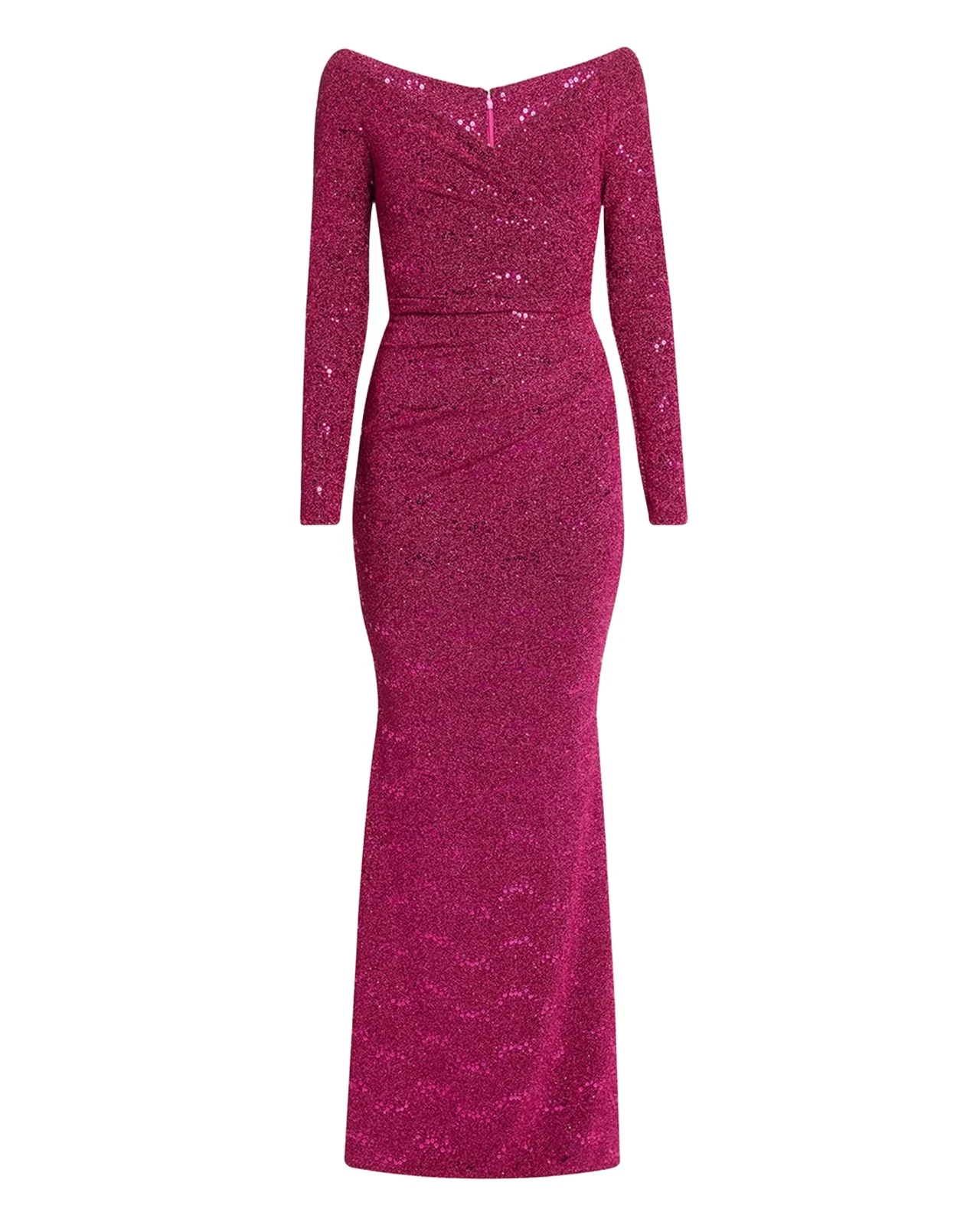 Sequined Off-Shoulder Long-Sleeve Gown Sequined Off-Shoulder Long-Sleeve Gown