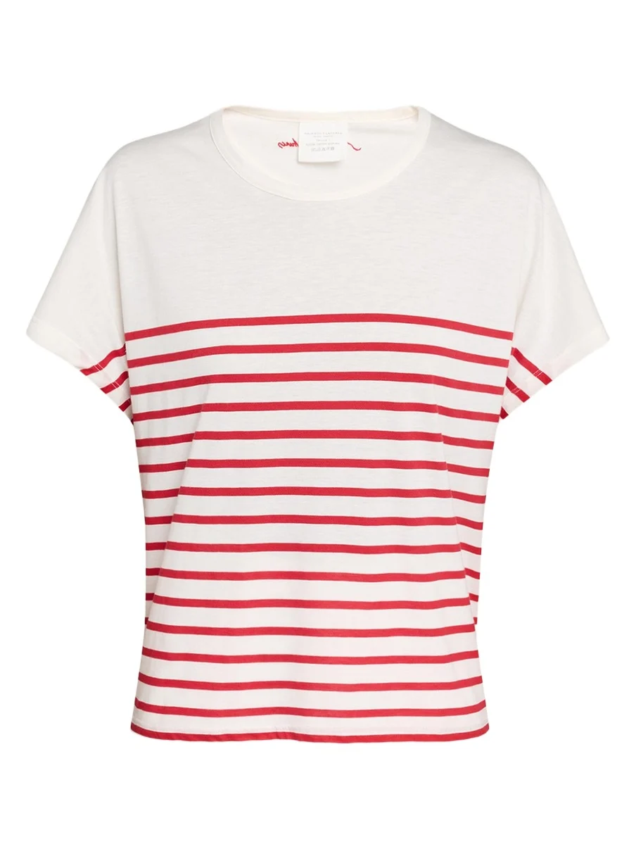 MAJESTIC FILATURES Striped Organic Cotton Crewneck Top
