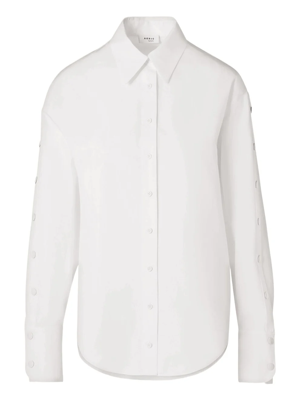 Snap-Sleeve Cotton Poplin Button-Down Blouse Snap-Sleeve Cotton Poplin Button-Down Blouse