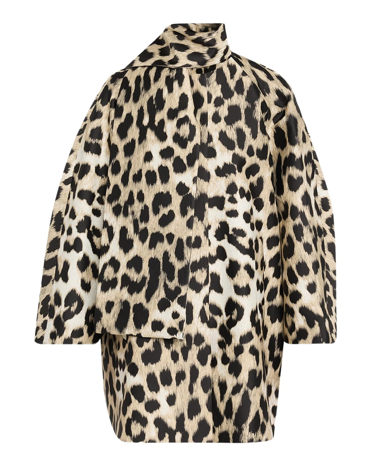 Givenchy Leopard Jacquard Short Cocoon Coat With Scarf