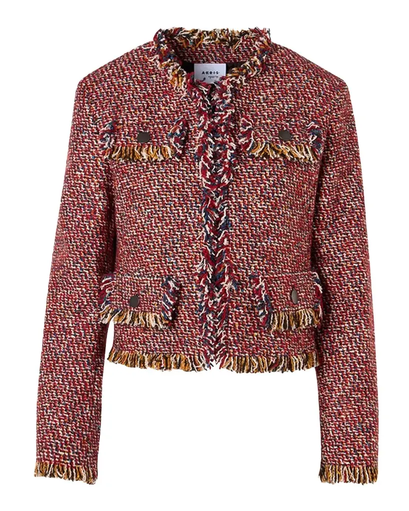 Akris punto Fringed Tweed Open Short Jacket | Image 1 Akris punto Fringed Tweed Open Short Jacket | Image 1