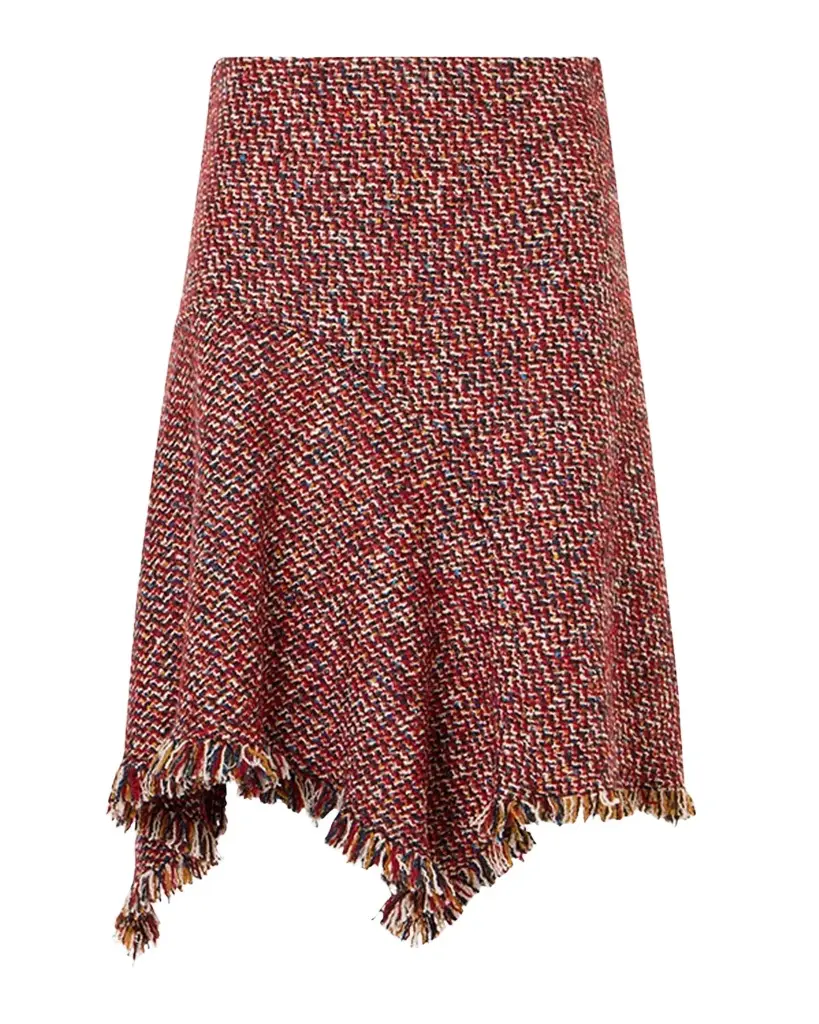 Akris punto Fringed Wool-Blend Tweed Asymmetric Skirt