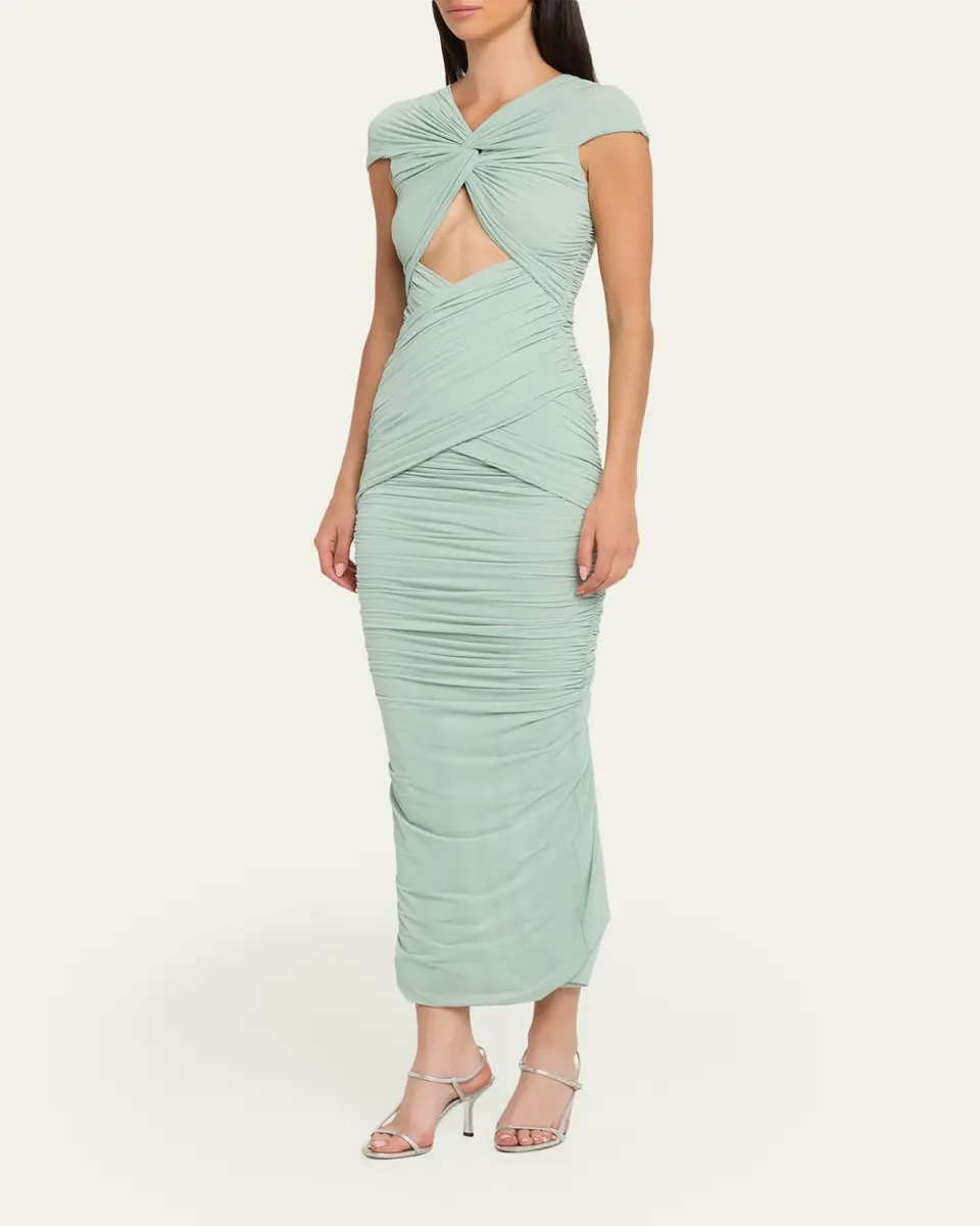 Ronny Kobo Nasha Cutout Ruched Bodycon Maxi Dress | Thumbnail 4