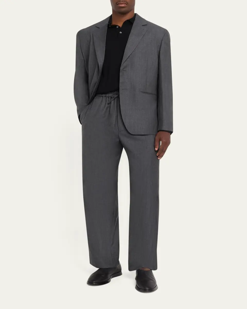 OFFICINE GÉNÉRALE Men's Nilson Soft Wool Elastic Drawstring Pants | Thumbnail 2 OFFICINE GÉNÉRALE Men's Nilson Soft Wool Elastic Drawstring Pants | Thumbnail 2
