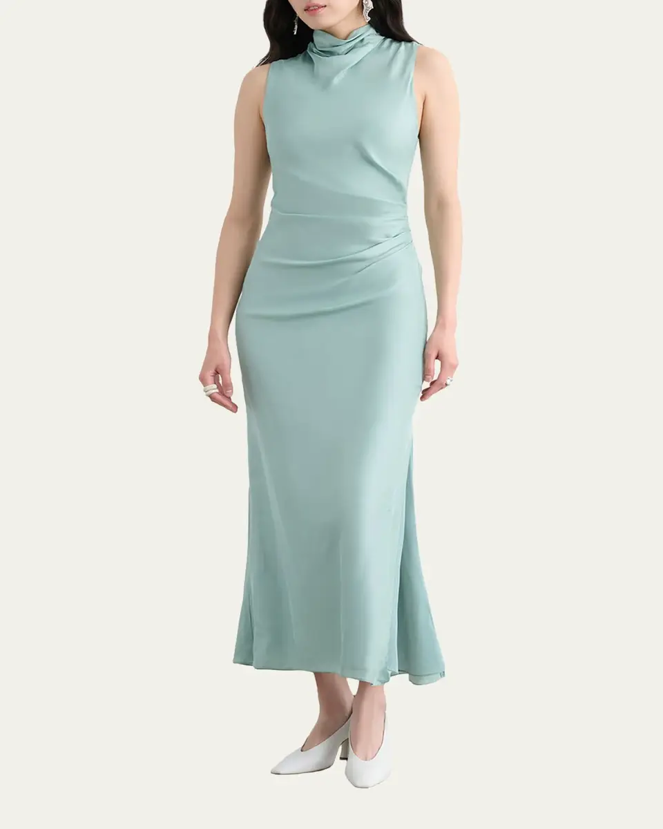 Toccin Koralie Draped-Neck Midi Dress | Thumbnail 2 Toccin Koralie Draped-Neck Midi Dress | Thumbnail 2