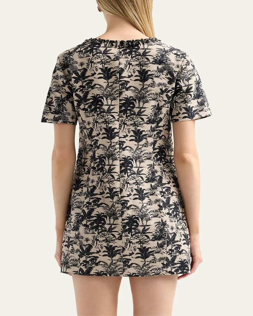 Toccin Blythe Embellished Palm Jacquard Mini Shift Dress | Thumbnail 3 Toccin Blythe Embellished Palm Jacquard Mini Shift Dress | Thumbnail 3