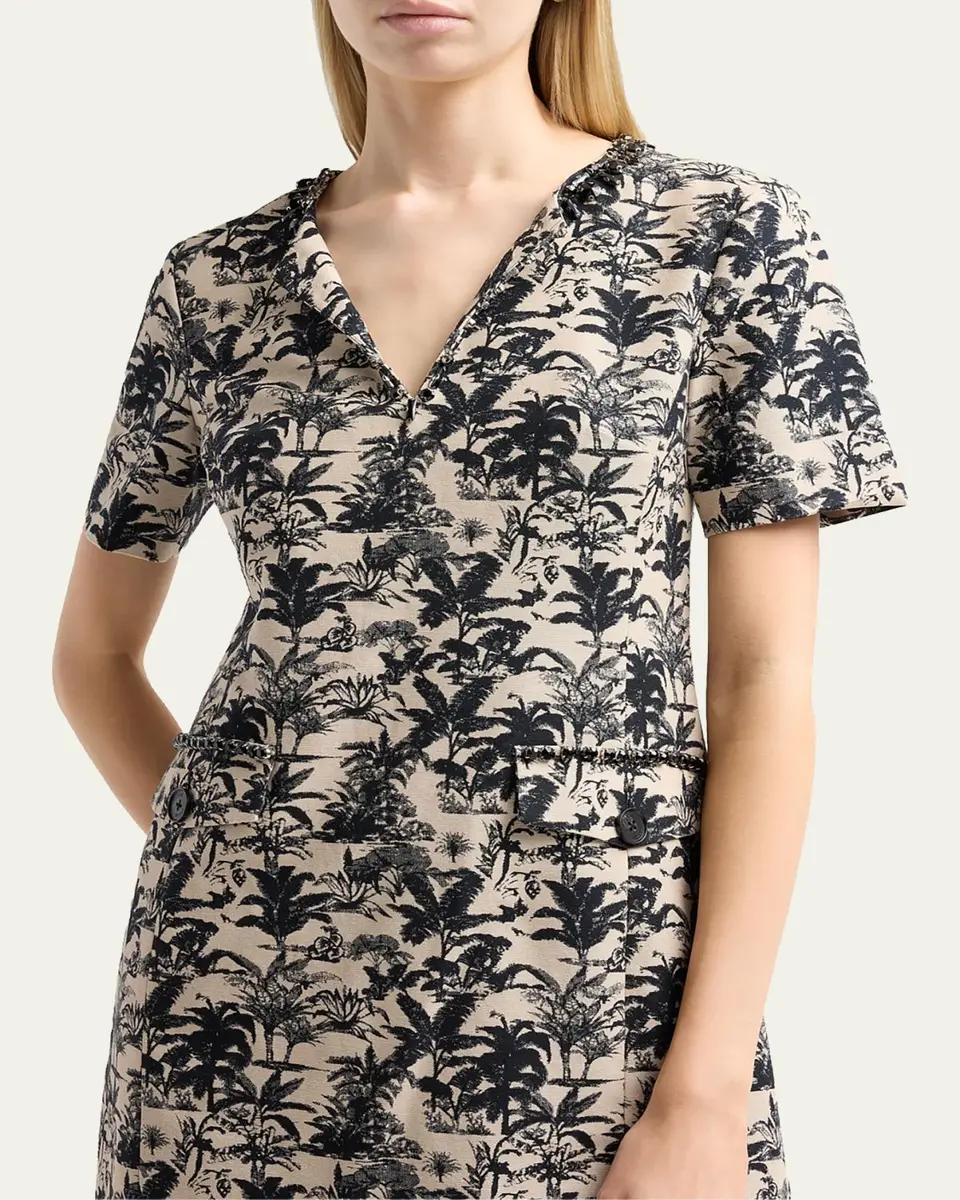 Toccin Blythe Embellished Palm Jacquard Mini Shift Dress | Thumbnail 4 Toccin Blythe Embellished Palm Jacquard Mini Shift Dress | Thumbnail 4