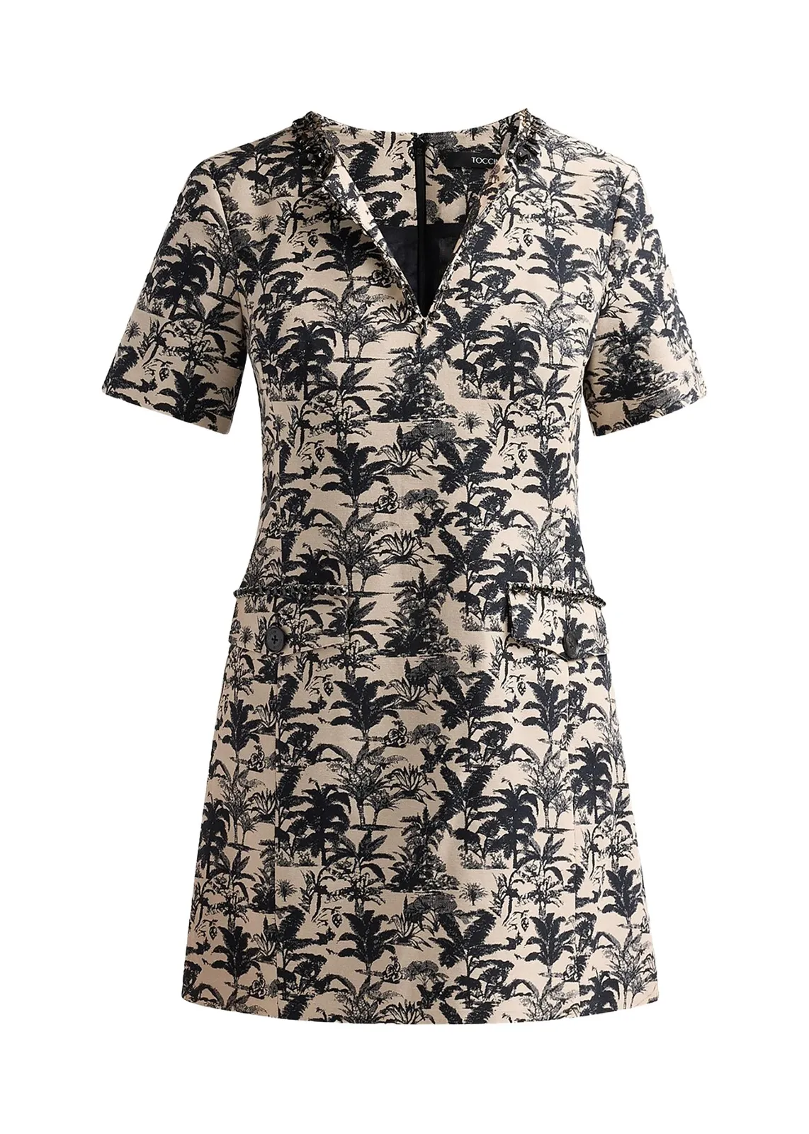 Blythe Embellished Palm Jacquard Mini Shift Dress Blythe Embellished Palm Jacquard Mini Shift Dress