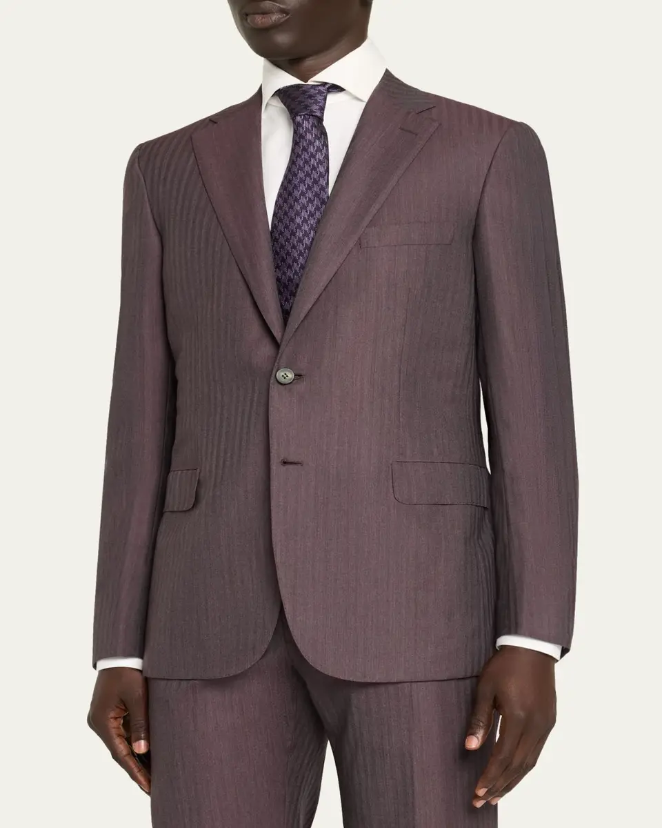 Brioni Men's Wool Herringbone Single-Breasted Suit | Thumbnail 4 Brioni Men's Wool Herringbone Single-Breasted Suit | Thumbnail 4