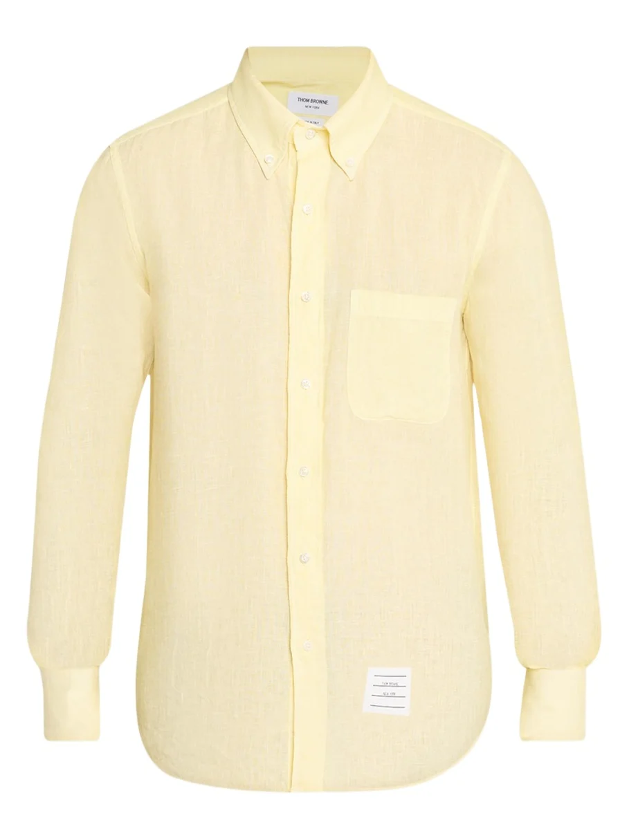 Thom Browne Men's Linen Garment Dyed Button-Down Shirt