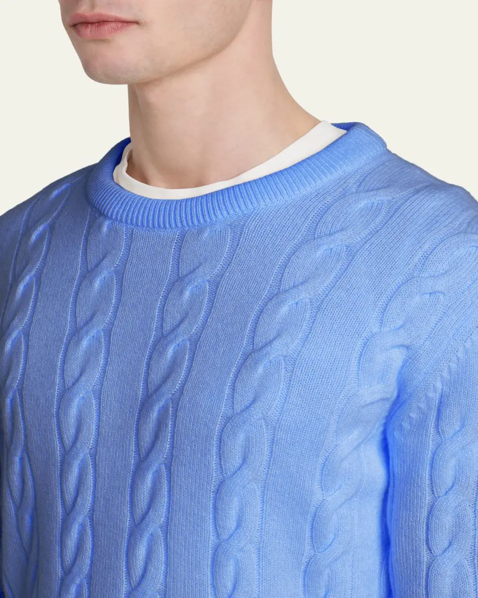 Kiton Men's 3-Ply Cashmere Cable Knit Crewneck Sweater | Thumbnail 5 Kiton Men's 3-Ply Cashmere Cable Knit Crewneck Sweater | Thumbnail 5