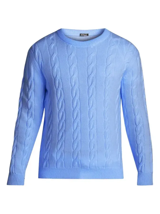 Men's 3-Ply Cashmere Cable Knit Crewneck Sweater Men's 3-Ply Cashmere Cable Knit Crewneck Sweater