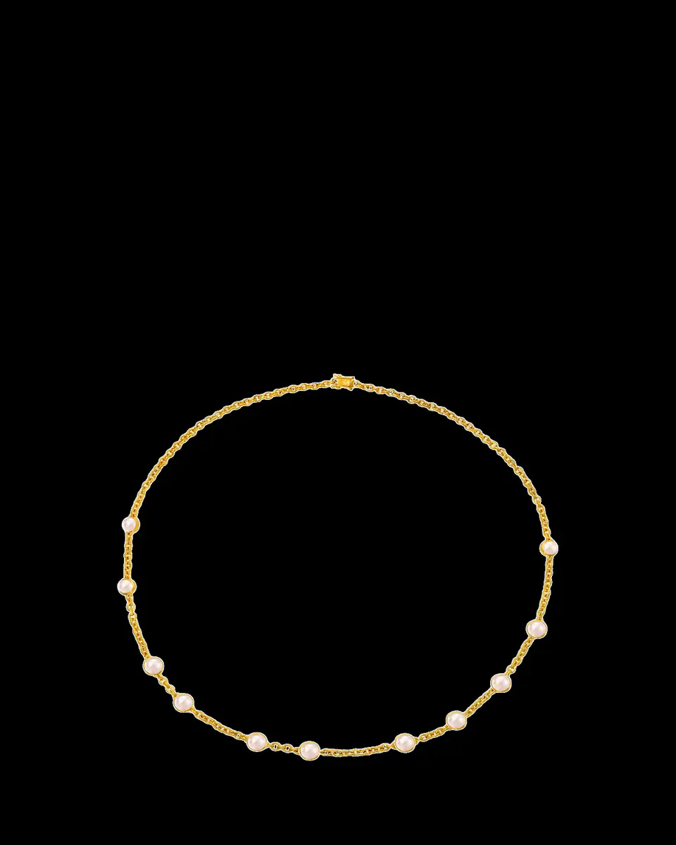 DARIUS 18K Yellow Gold Freshwater Pearl Station Necklace, 22"L | Thumbnail 2 DARIUS 18K Yellow Gold Freshwater Pearl Station Necklace, 22"L | Thumbnail 2