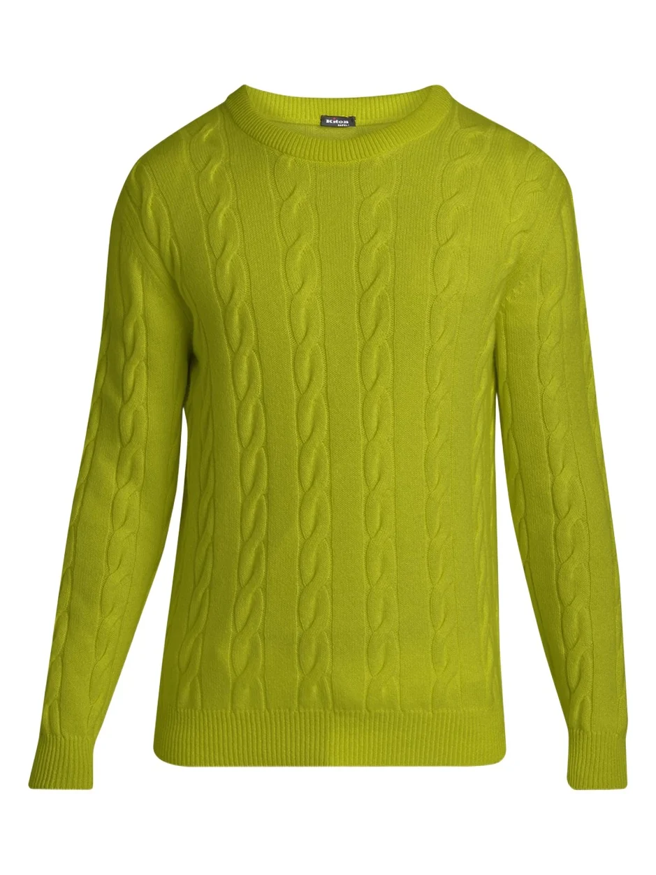 Men's 3-Ply Cashere Cable Knit Crewneck Sweater
