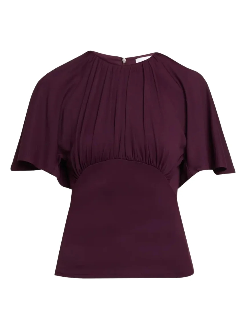 Rabanne Ruched Stretch Jersey Batwing Top