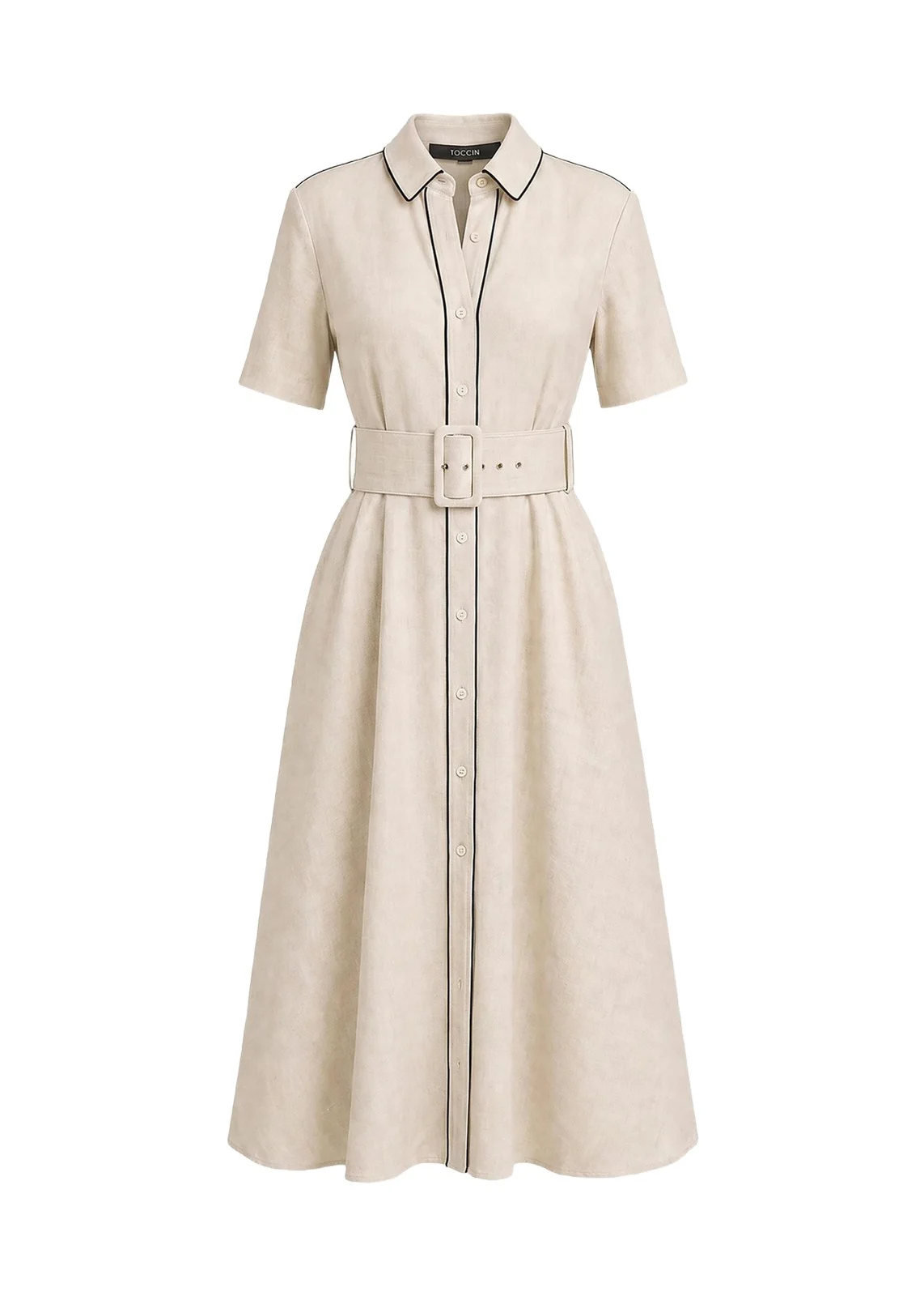Jean Linen-Blend Belted A-Line Midi Shirtdress Jean Linen-Blend Belted A-Line Midi Shirtdress