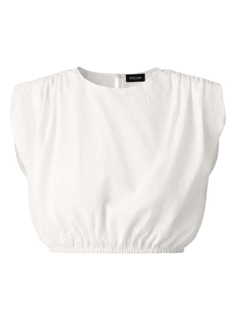 Toccin Sirelle Linen-Cotton Crop Top