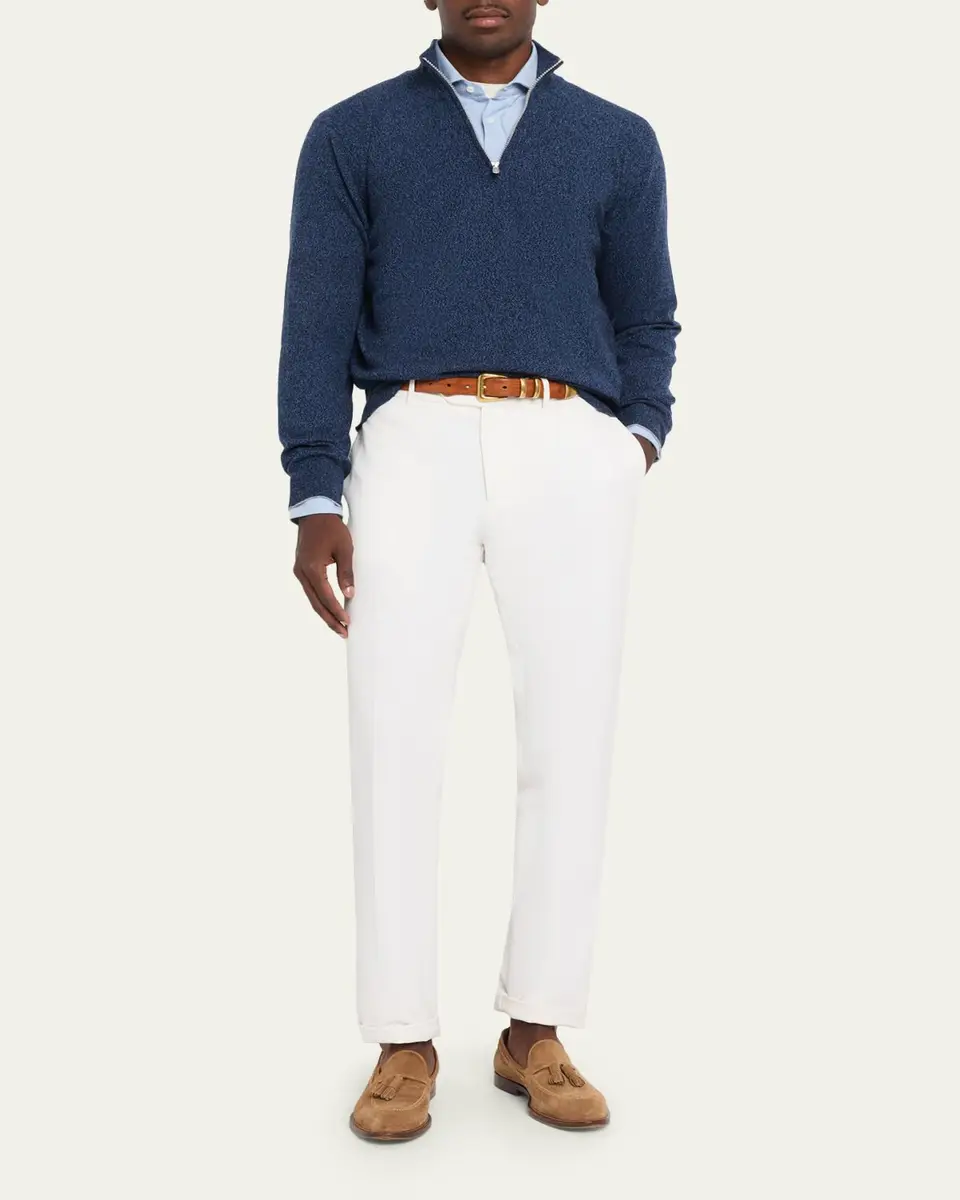 Brunello Cucinelli Men's Cotton and Cashmere Diagonal Flannel Button-Down Shirt | Thumbnail 2 Brunello Cucinelli Men's Cotton and Cashmere Diagonal Flannel Button-Down Shirt | Thumbnail 2
