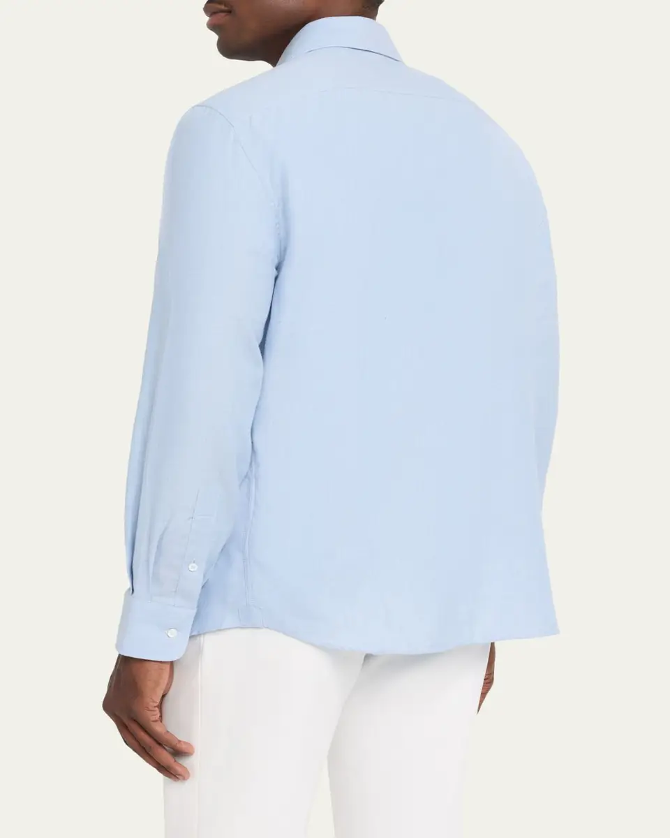 Brunello Cucinelli Men's Cotton and Cashmere Diagonal Flannel Button-Down Shirt | Thumbnail 3 Brunello Cucinelli Men's Cotton and Cashmere Diagonal Flannel Button-Down Shirt | Thumbnail 3