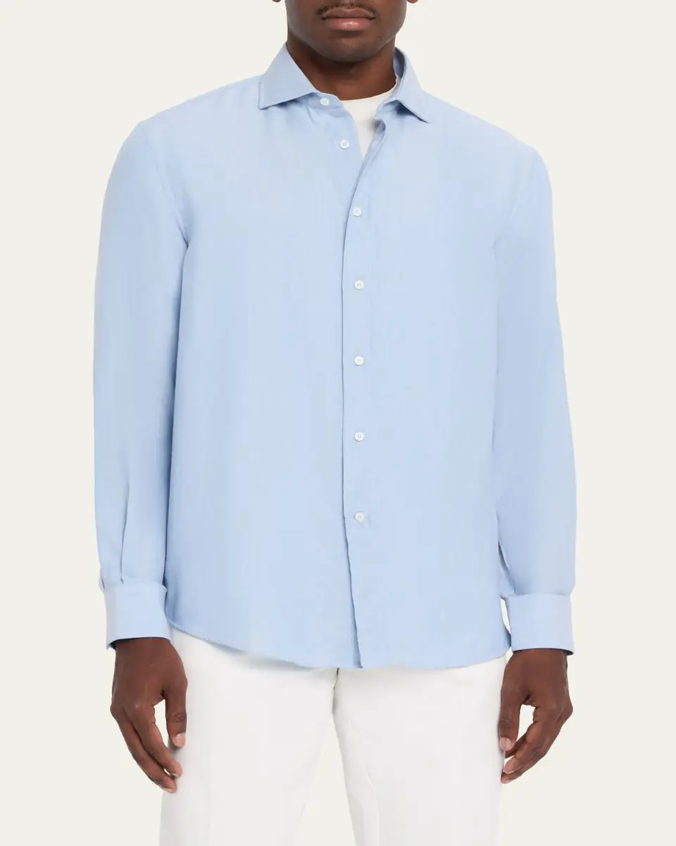 Brunello Cucinelli Men's Cotton and Cashmere Diagonal Flannel Button-Down Shirt | Thumbnail 4 Brunello Cucinelli Men's Cotton and Cashmere Diagonal Flannel Button-Down Shirt | Thumbnail 4
