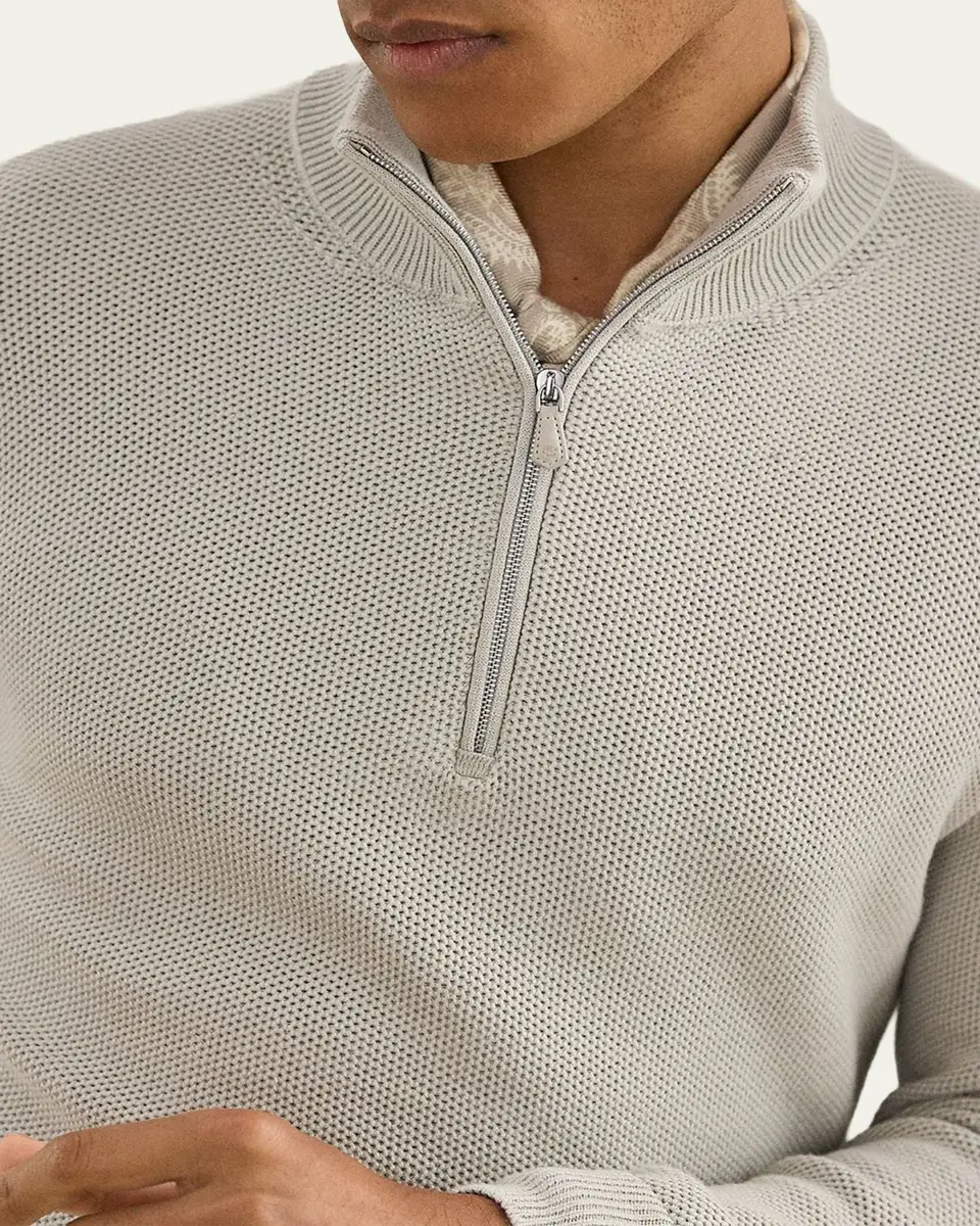 Ralph Lauren Purple Label Men's Wool Texture-Knit Half-Zip Sweater | Thumbnail 3