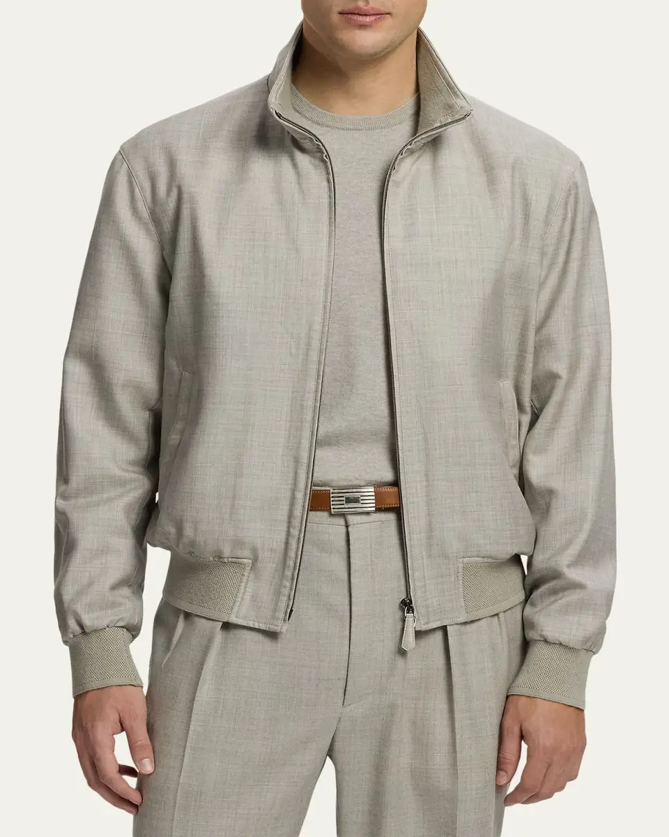 Ralph Lauren Purple Label Men's Felton Cashmere-Silk Flight Jacket | Thumbnail 4 Ralph Lauren Purple Label Men's Felton Cashmere-Silk Flight Jacket | Thumbnail 4