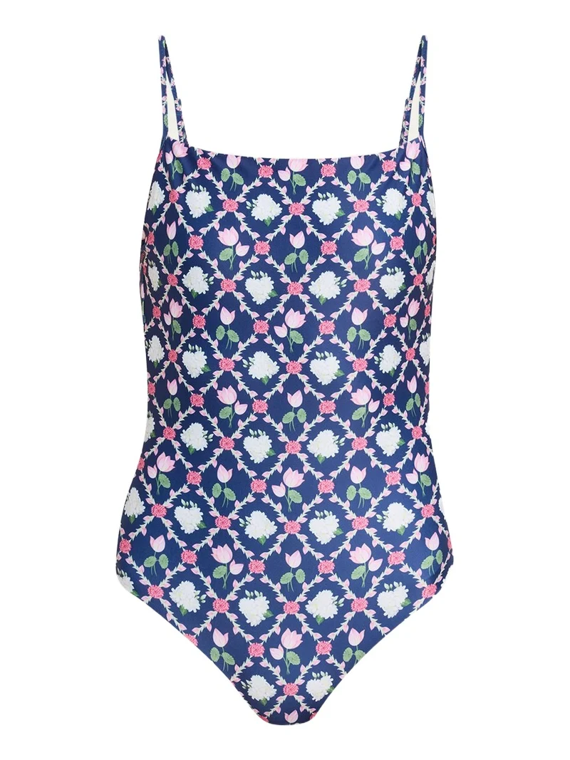 VERANDAH Floral Square-Neck One-Piece Swimsuit