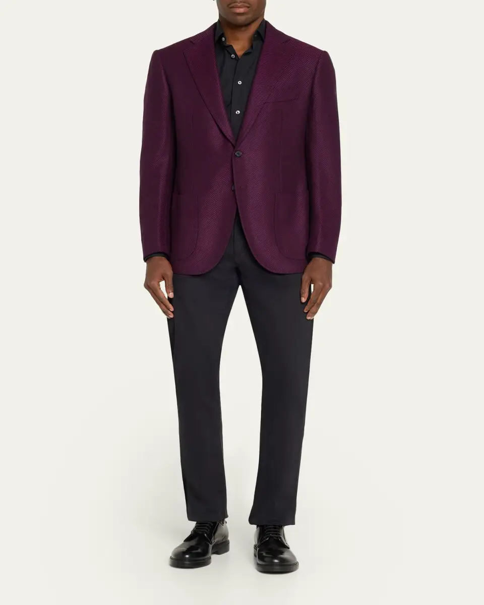 Cesare Attolini Men's Cashmere Diagonal-Texture Single-Breasted Sport Coat | Thumbnail 2 Cesare Attolini Men's Cashmere Diagonal-Texture Single-Breasted Sport Coat | Thumbnail 2