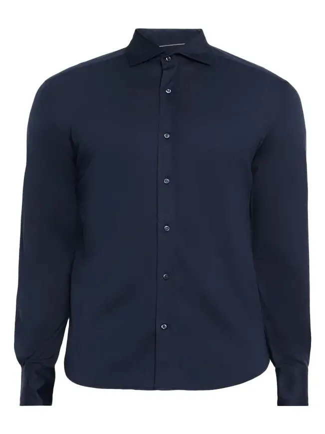 Men's Silk and Cotton Jersey Long-Sleeve Polo Shirt