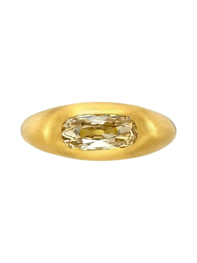 18K Yellow Gold Fancy Yellow-Brown Diamond Signet Ring, 1.13tcw