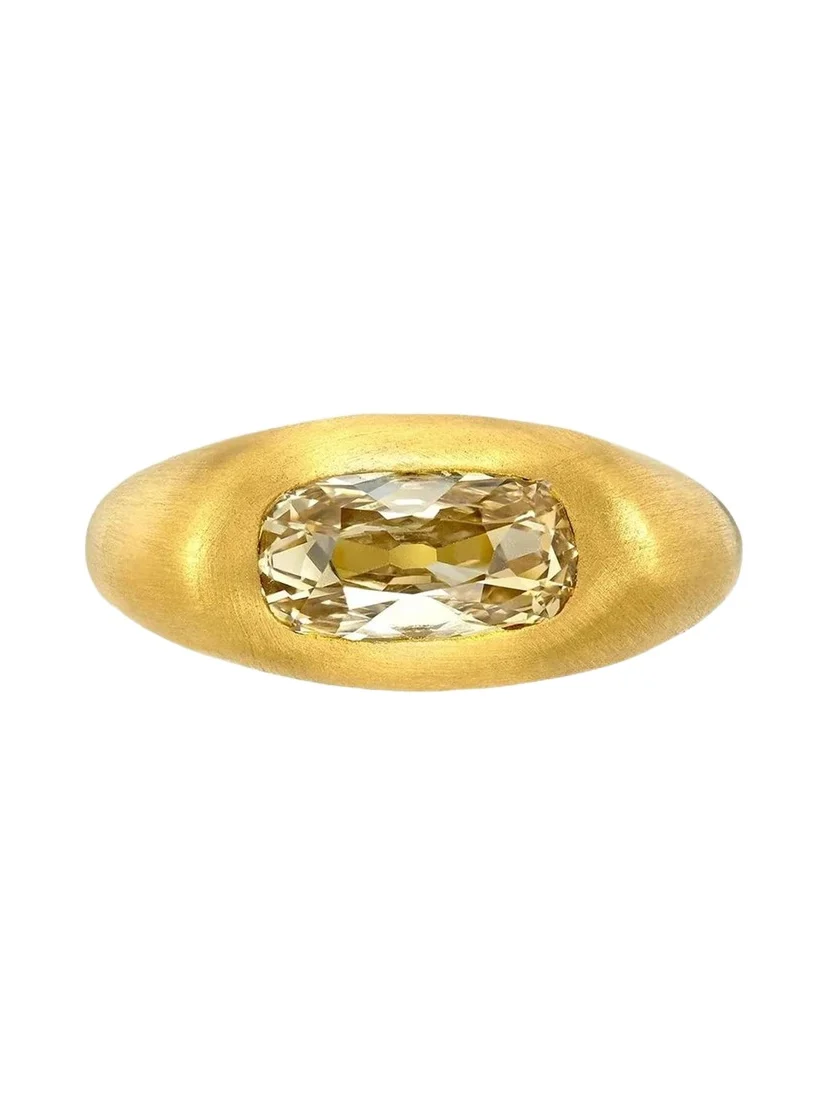 DARIUS 18K Yellow Gold Fancy Yellow-Brown Diamond Signet Ring, 1.13tcw