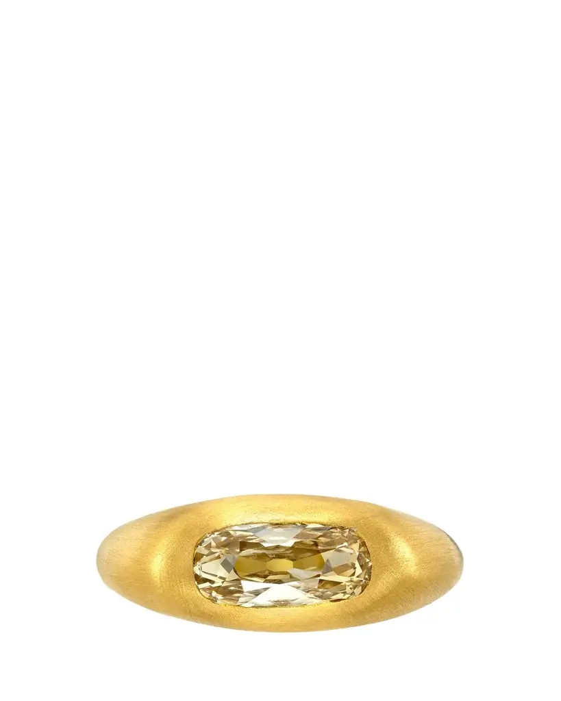 18K Yellow Gold Fancy Yellow-Brown Diamond Signet Ring, 1.13tcw