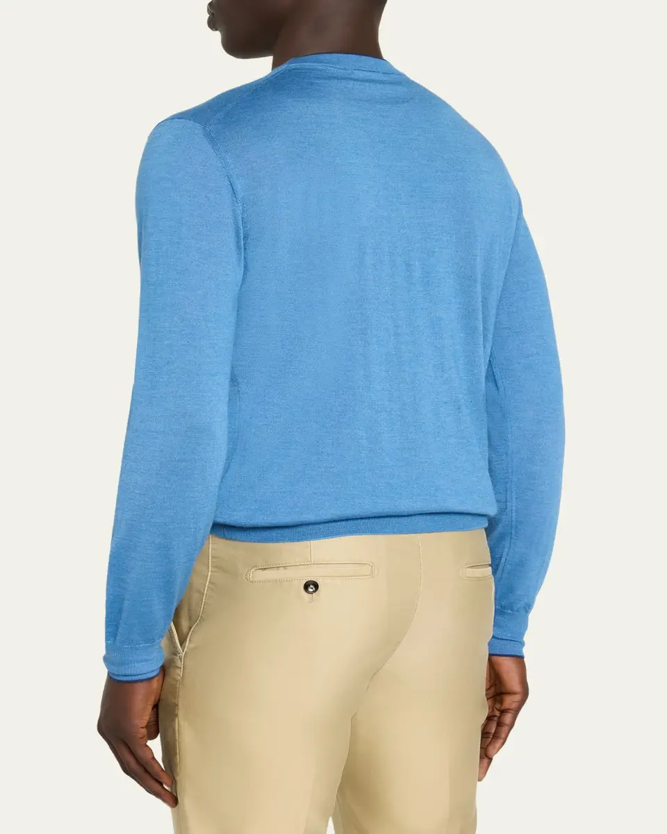 Cesare Attolini Men's Solid Cashmere Crewneck Sweater | Thumbnail 3 Cesare Attolini Men's Solid Cashmere Crewneck Sweater | Thumbnail 3
