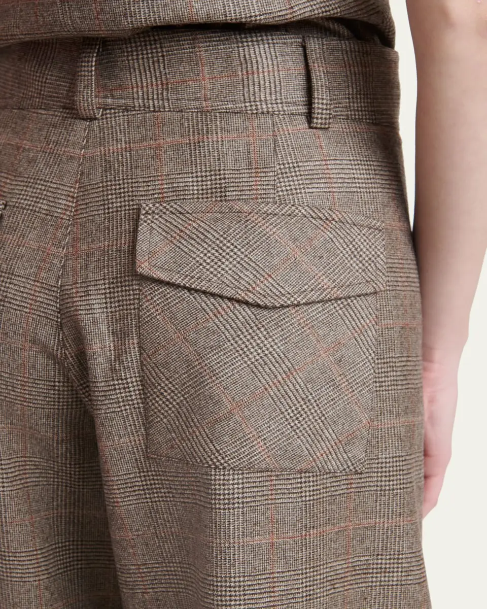 Kiton Wool-Cashmere Check Barrel-Leg Trousers | Thumbnail 5 Kiton Wool-Cashmere Check Barrel-Leg Trousers | Thumbnail 5