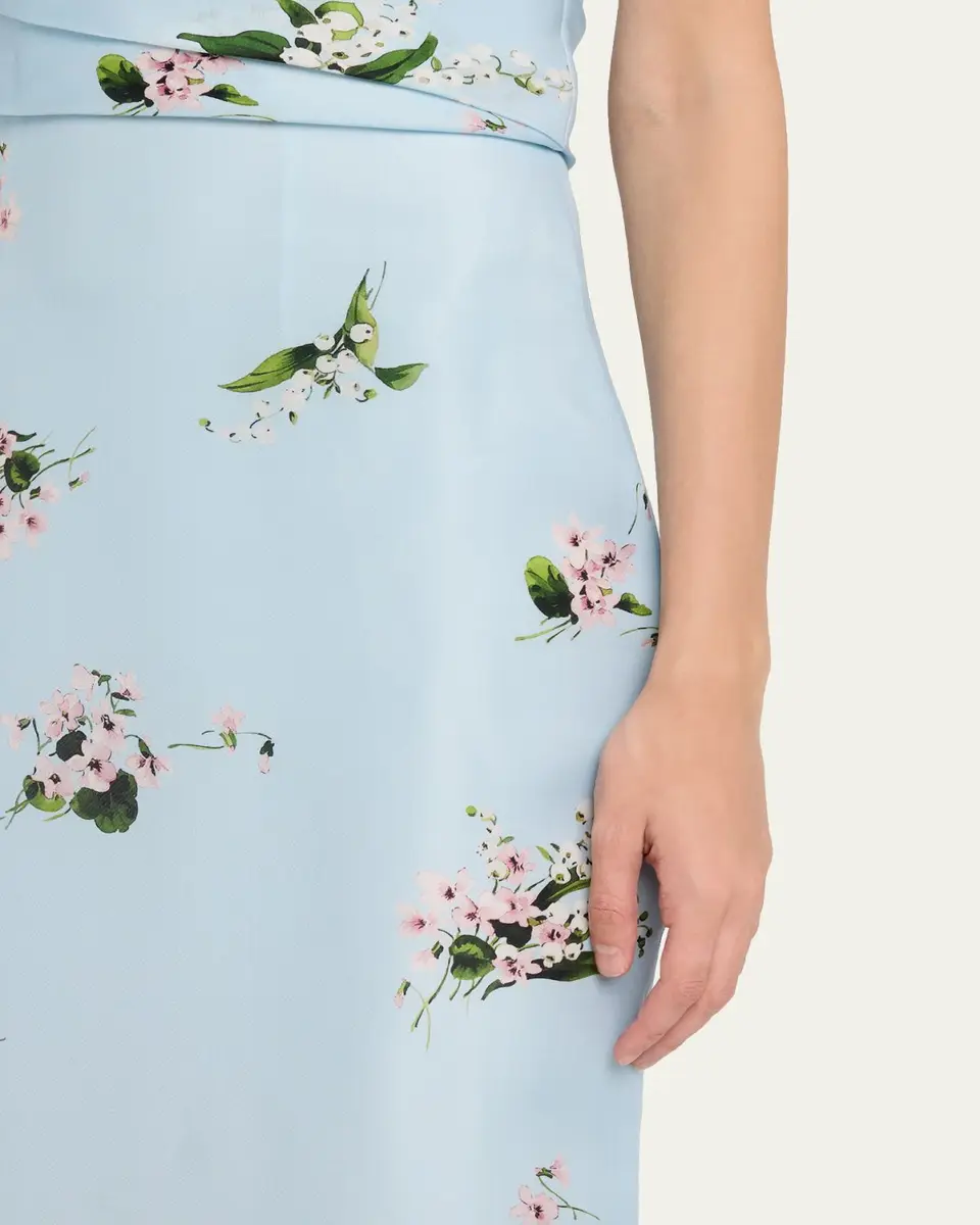 MONIQUE LHUILLIER Strapless Posie Print Silk Midi Cocktail Dress | Thumbnail 5 MONIQUE LHUILLIER Strapless Posie Print Silk Midi Cocktail Dress | Thumbnail 5