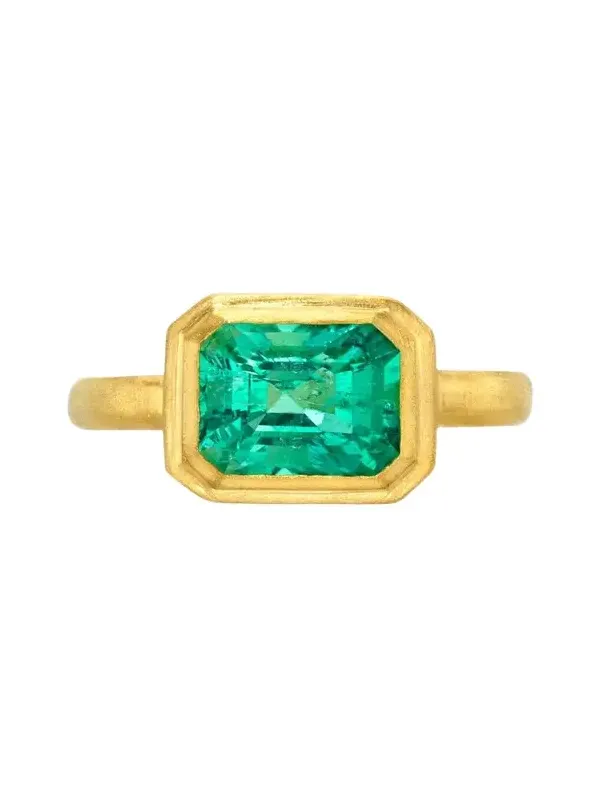 18K Yellow Gold Emerald Ziggurat Ring