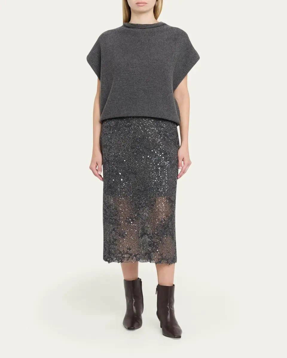 Brunello Cucinelli Lace Glow Embroidered Midi Skirt | Thumbnail 2 Brunello Cucinelli Lace Glow Embroidered Midi Skirt | Thumbnail 2