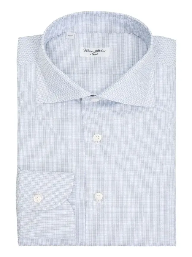 Cesare Attolini Men's Micro-Plaid Cotton Dress Shirt