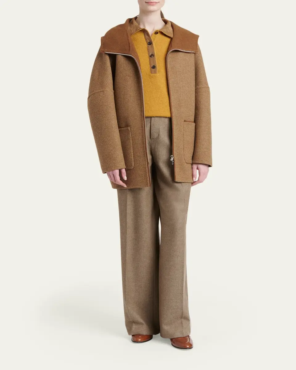 Kiton Houndstooth Wool-Cashmere Hooded Overcoat | Thumbnail 2 Kiton Houndstooth Wool-Cashmere Hooded Overcoat | Thumbnail 2