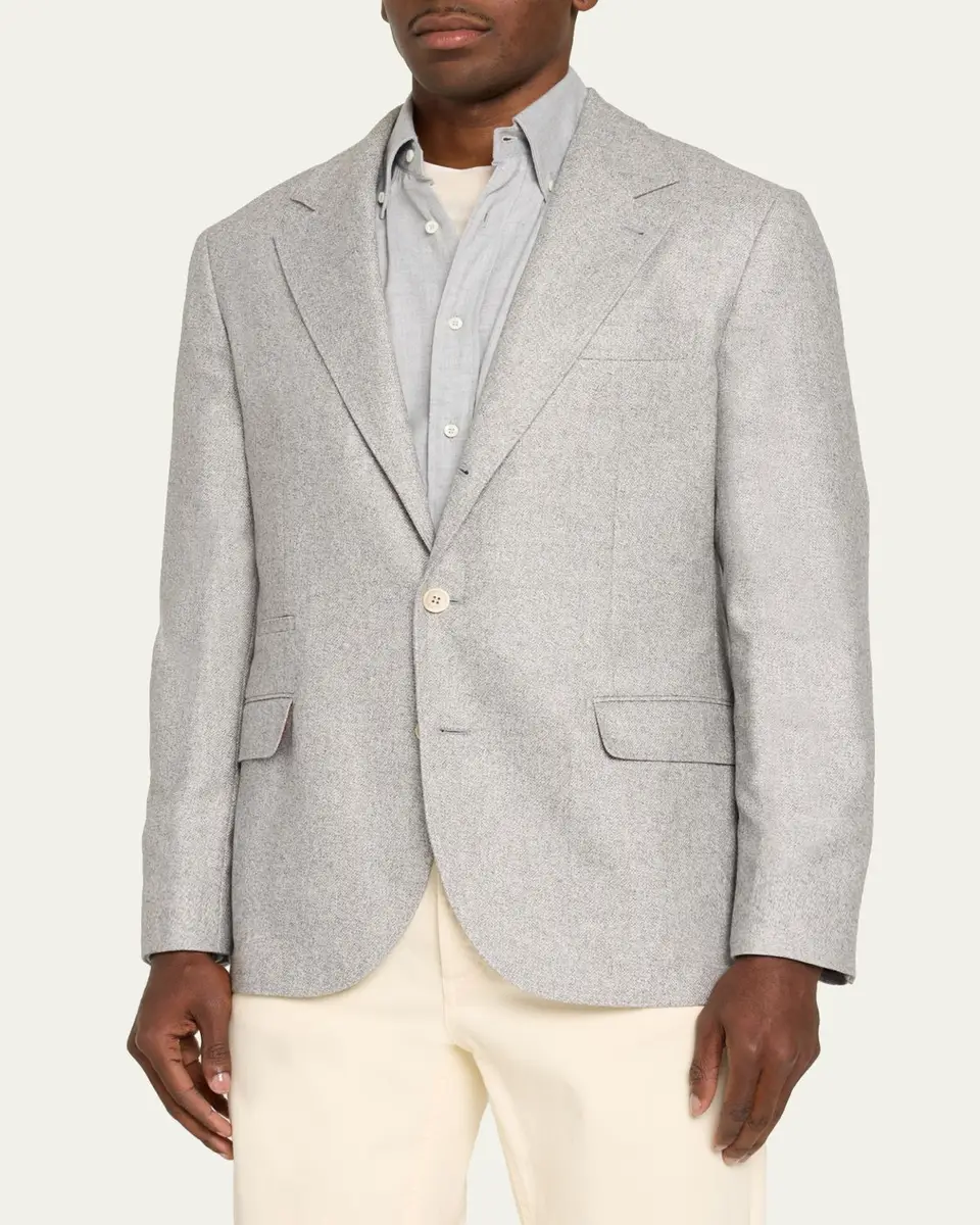 Brunello Cucinelli Men's Cavallery Silk and Cashmere Single-Breasted Sport Coat | Thumbnail 4 Brunello Cucinelli Men's Cavallery Silk and Cashmere Single-Breasted Sport Coat | Thumbnail 4
