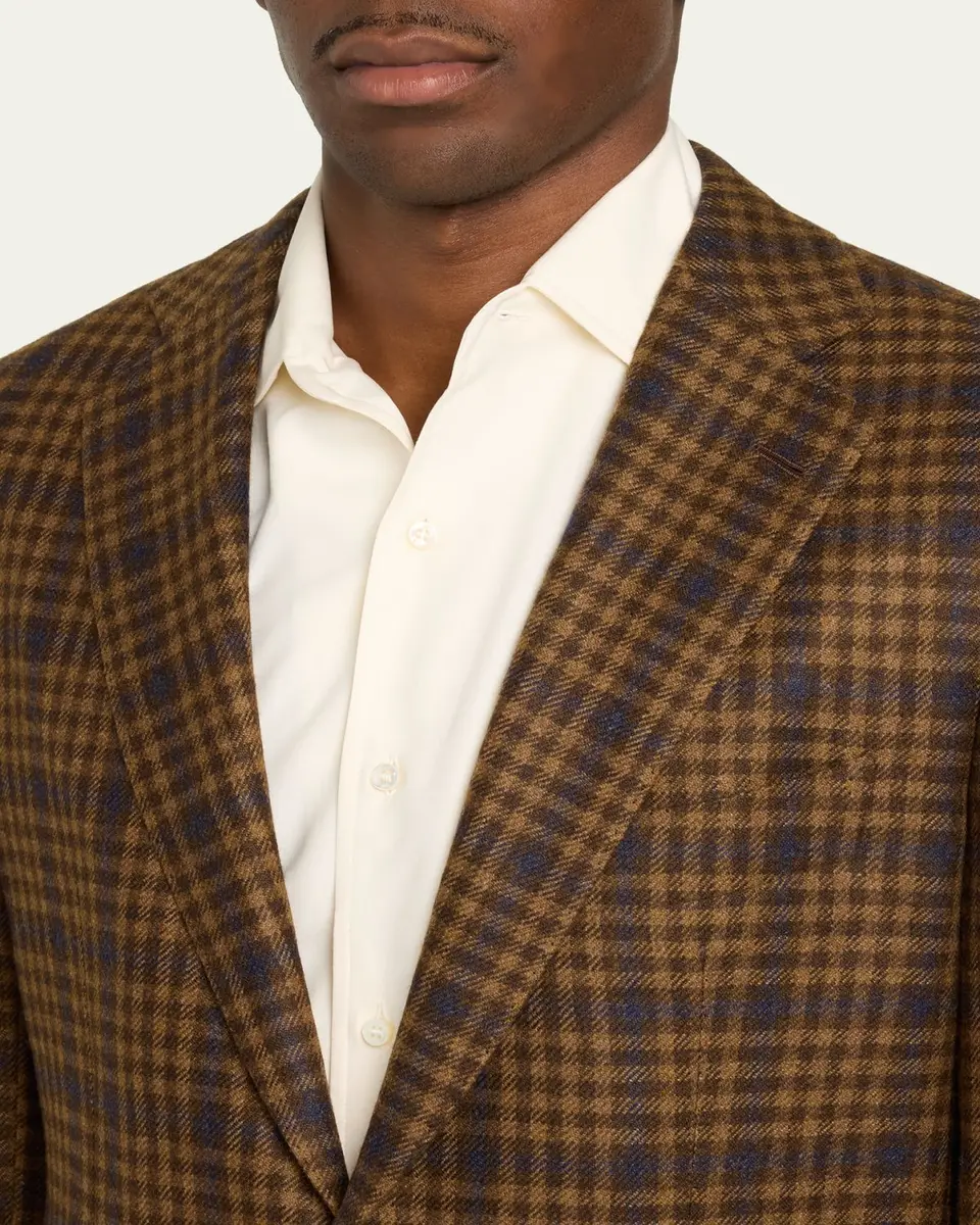 Cesare Attolini Men's Cashmere Plaid Single-Breasted Sport Coat | Thumbnail 5 Cesare Attolini Men's Cashmere Plaid Single-Breasted Sport Coat | Thumbnail 5