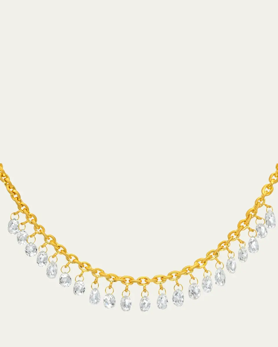 DARIUS 18K Yellow Gold Briolette Diamond Veil Chain Necklace, 18"L | Thumbnail 3 DARIUS 18K Yellow Gold Briolette Diamond Veil Chain Necklace, 18"L | Thumbnail 3