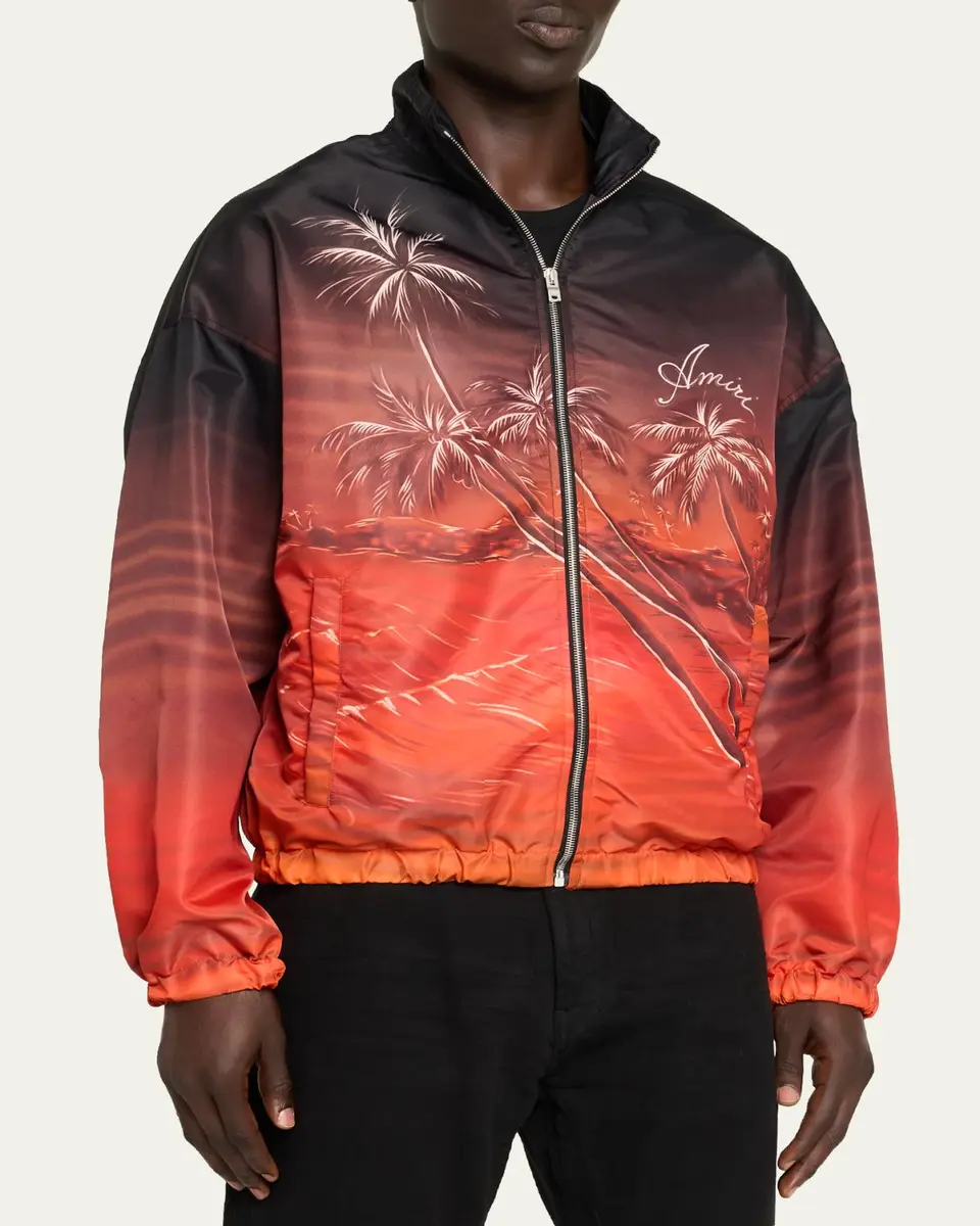 AMIRI Men's Hawaii Logo Nylon Full-Zip Jacket | Thumbnail 4 AMIRI Men's Hawaii Logo Nylon Full-Zip Jacket | Thumbnail 4